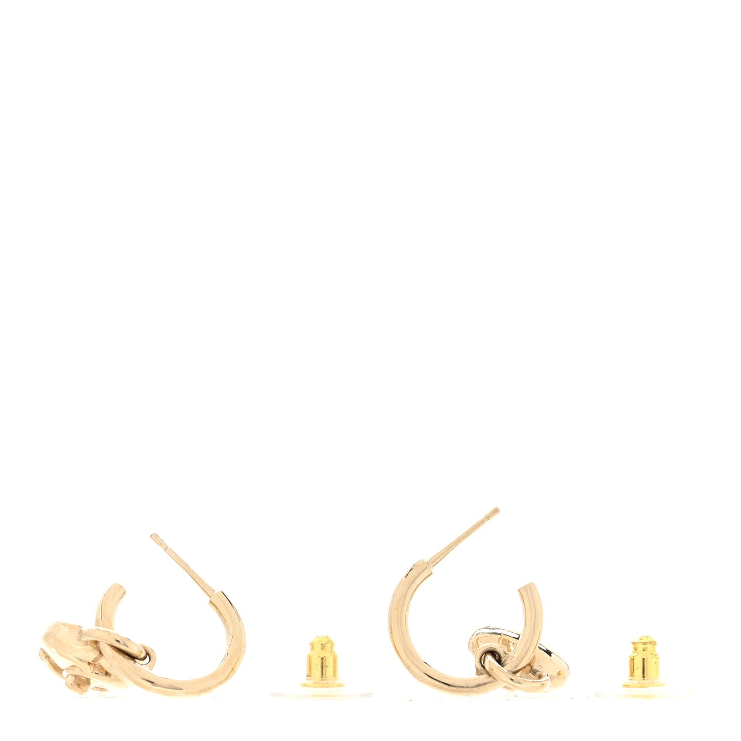 Metal CC Heart Turnlock Drop Earrings Gold