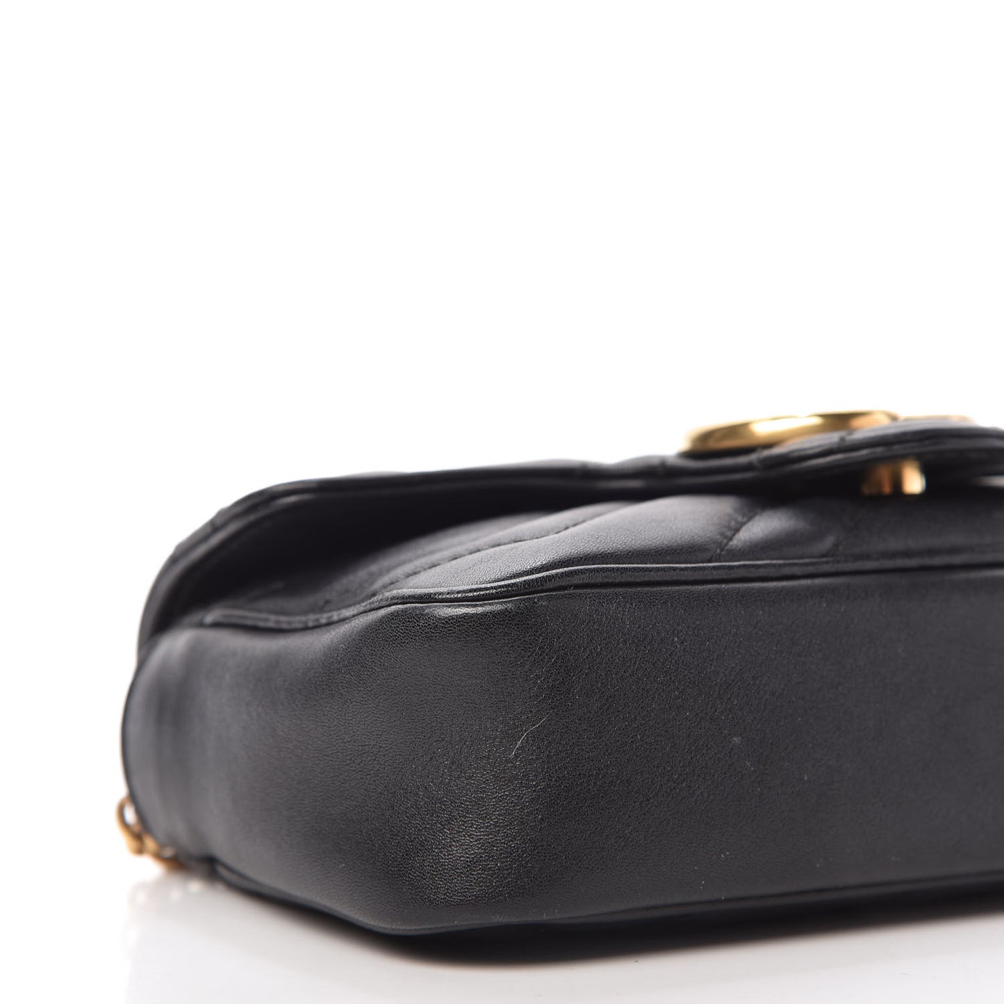 Calfskin Matelasse Super Mini GG Marmont Shoulder Bag Black