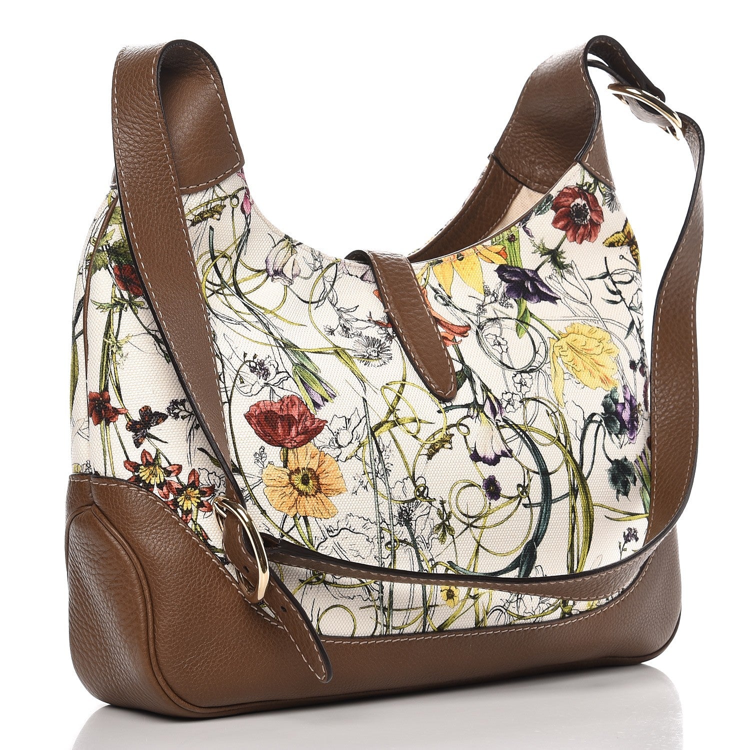 Gucci Canvas Flora Infinity Medium Jackie O Bouvier Hobo White Multicolor Acero 3 of 9