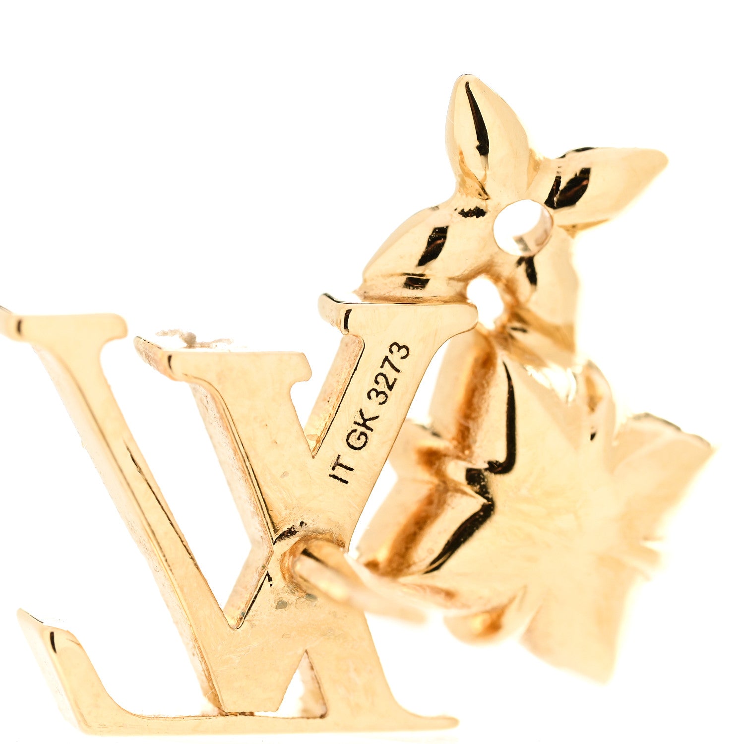 Louis Vuitton Metal Crystal Loulougram Monogram Flowers Earrings Gold 4 of 5