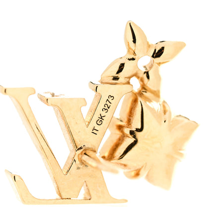 Louis Vuitton Metal Crystal Loulougram Monogram Flowers Earrings Gold 4 of 5