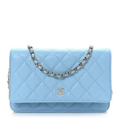 Chanel Caviar Quilted Wallet on Chain WOC Light Blue 1 of 10