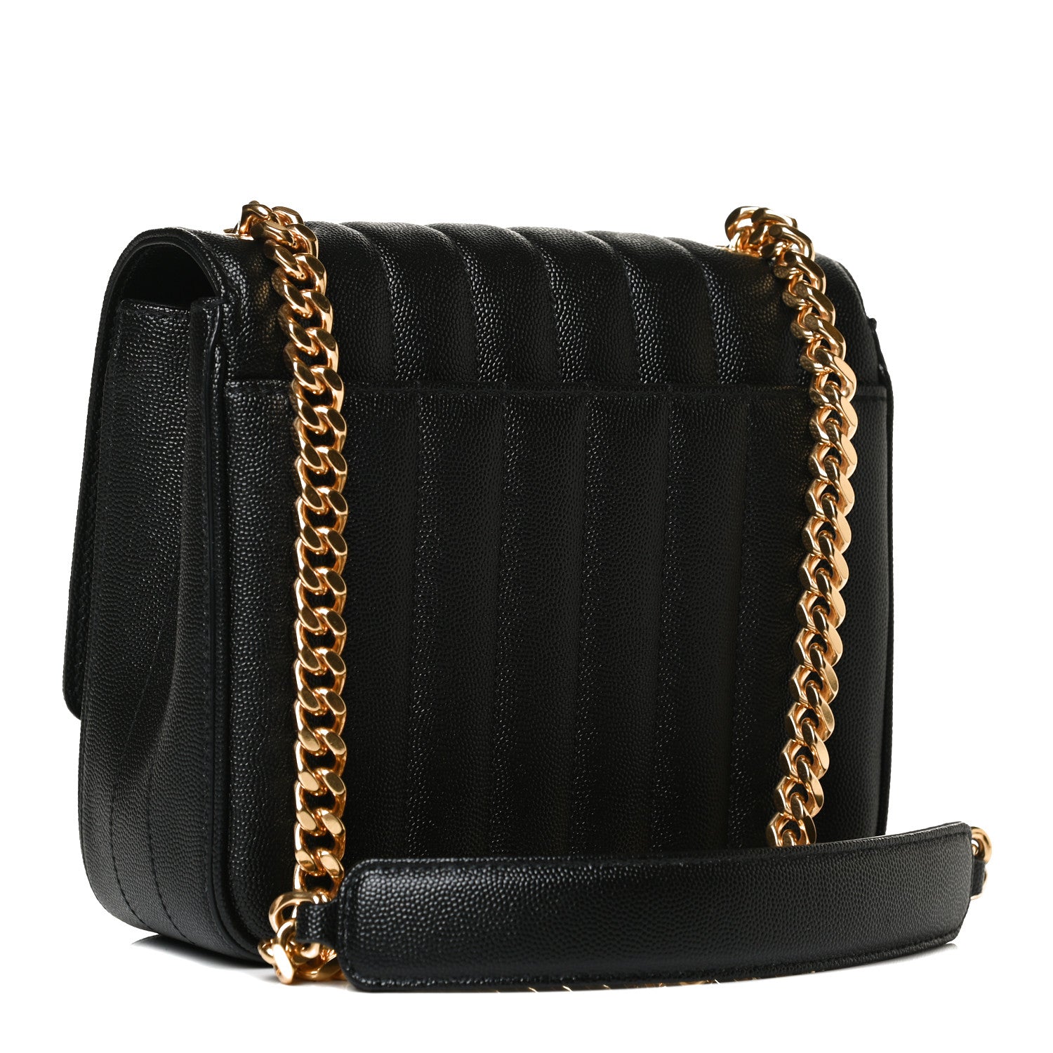 Saint Laurent Grain De Poudre Matelasse Monogram Medium Vicky Chain Bag Black 3 of 13
