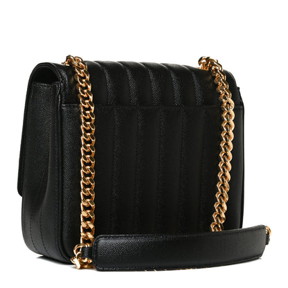 Saint Laurent Grain De Poudre Matelasse Monogram Medium Vicky Chain Bag Black 3 of 13