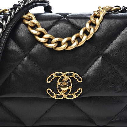 Chanel Goatskin Quilted Medium 19 Flap Black 11 of 12