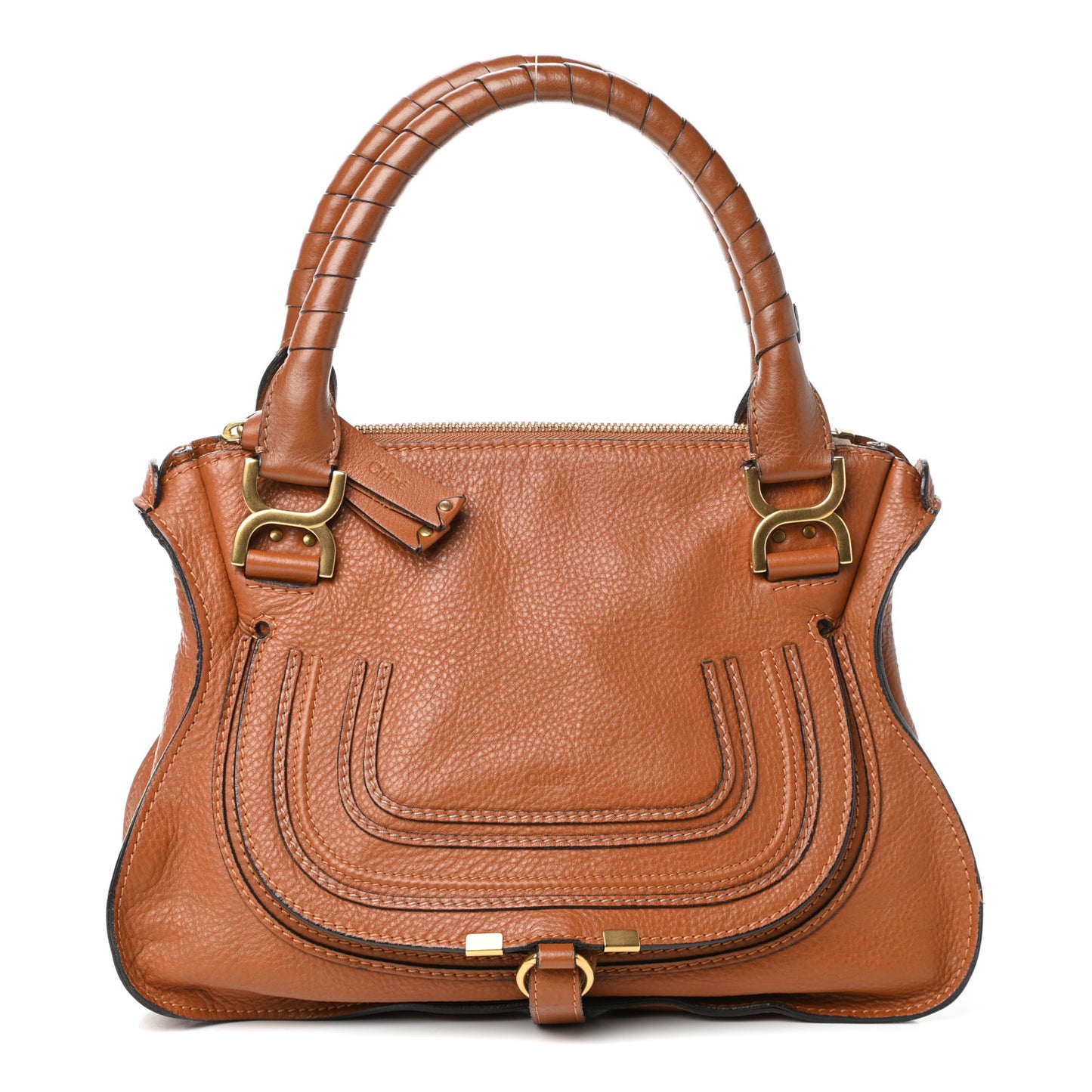 Calfskin Small Marcie Satchel Tan