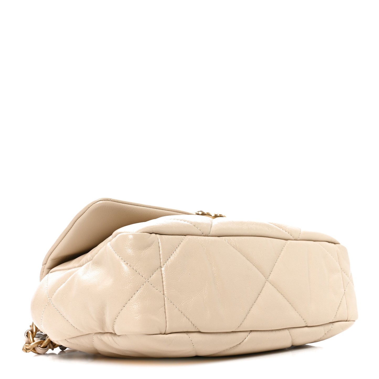 Goatskin Quilted Medium Chanel 19 Flap Light Beige