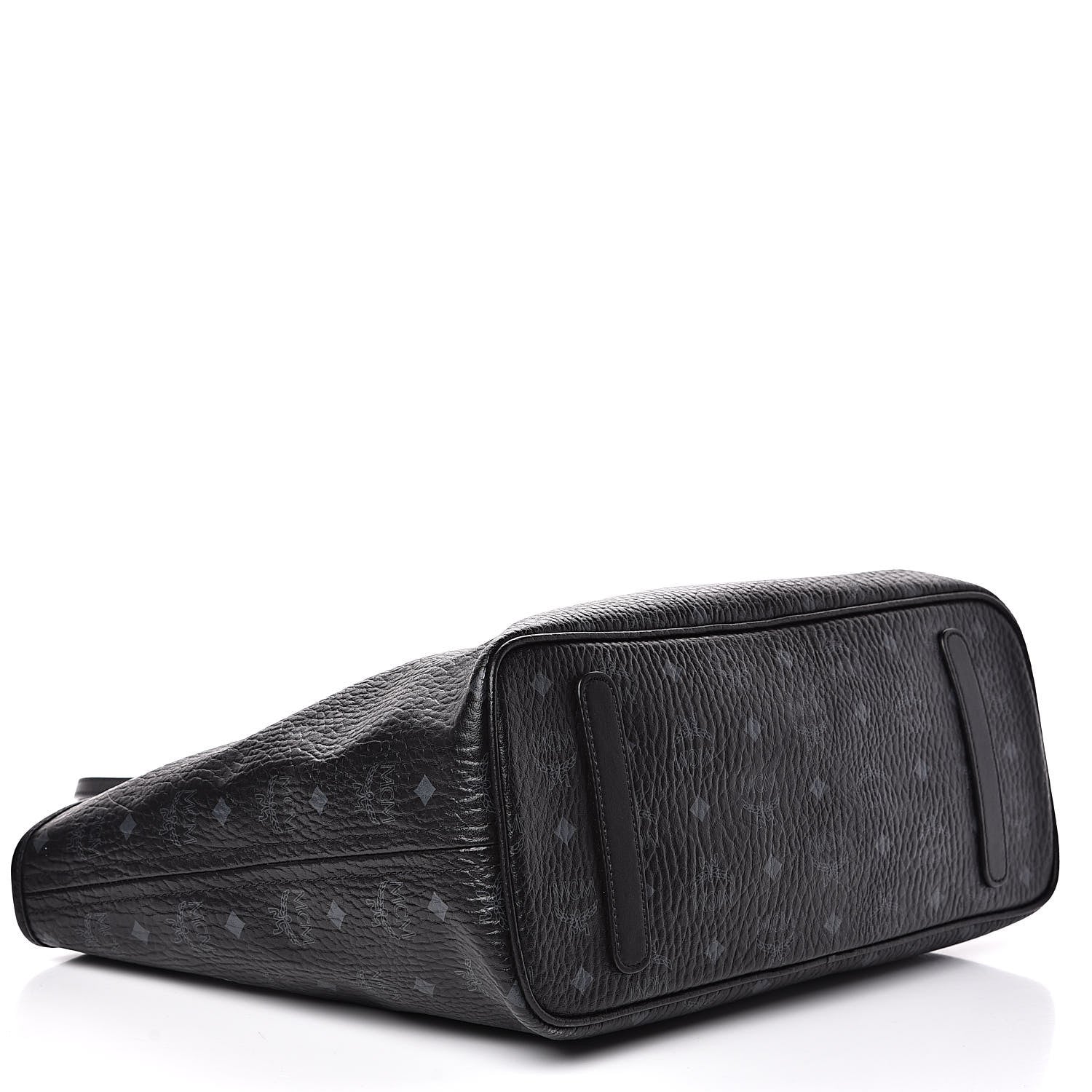 MCM Visetos Medium Anya Zip Top Shopper Tote Black 4 of 9