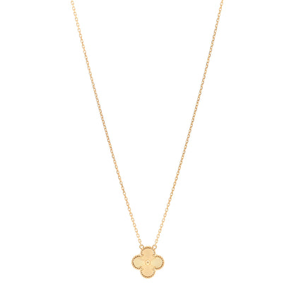 Van Cleef & Arpels 18K Yellow Gold Guilloche Vintage Alhambra Pendant Necklace 1 of 6