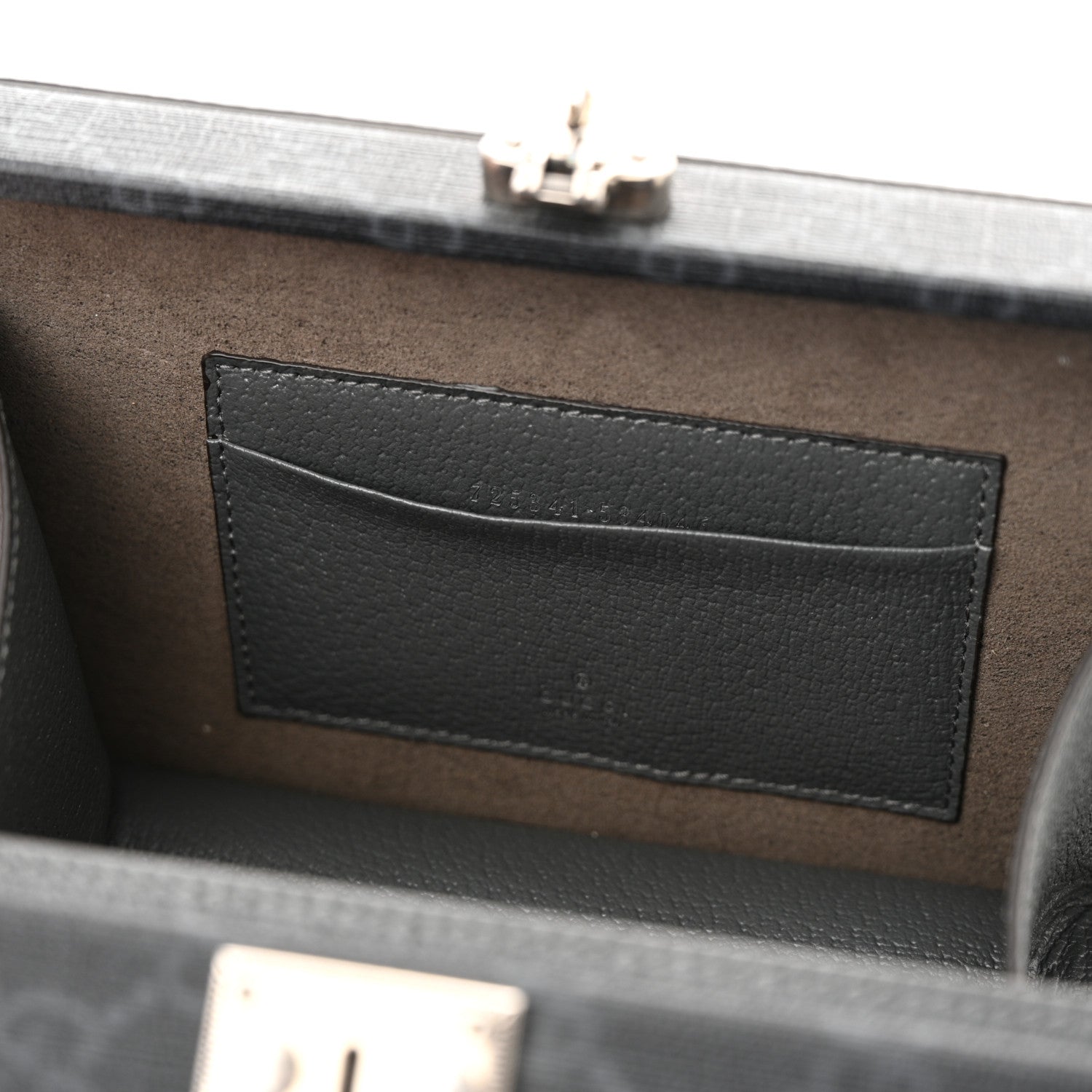 Gucci GG Supreme Monogram Textured Dollar Calfskin Mini New Basket Shoulder Bag Black Grey 11 of 12