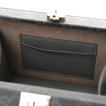 Gucci GG Supreme Monogram Textured Dollar Calfskin Mini New Basket Shoulder Bag Black Grey 11 of 12