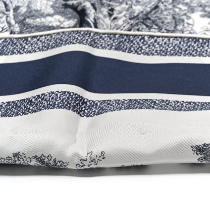 Christian Dior Silk Toile De Jouy Sauvage Square Scarf 90 Ivory Navy Blue 4 of 4