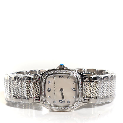 David Yurman Stainless Steel Diamond Bezel Mother of Pearl 25mm Thoroughbred Quartz Watch 4 of 8