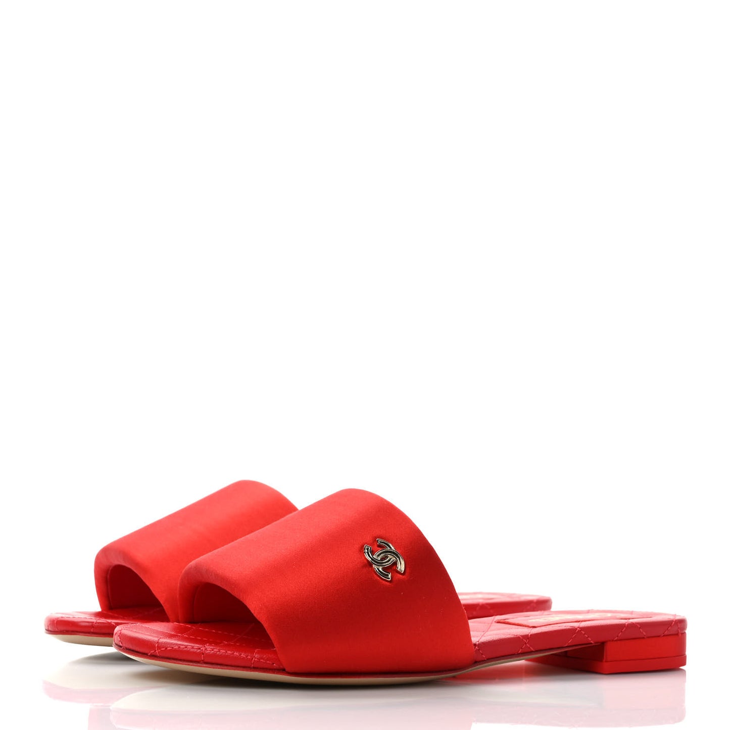 Satin Mule Sandals 37 Red
