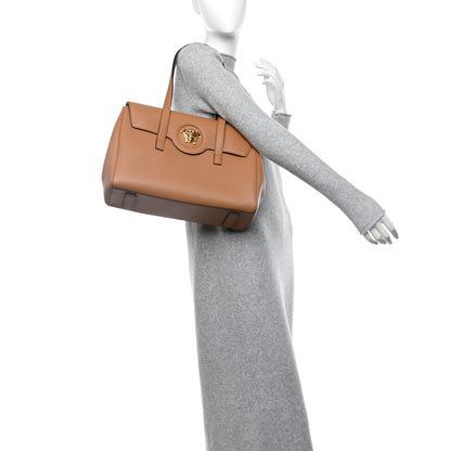 Versace Grained Calfskin La Medusa Tote Caramel 2 of 12
