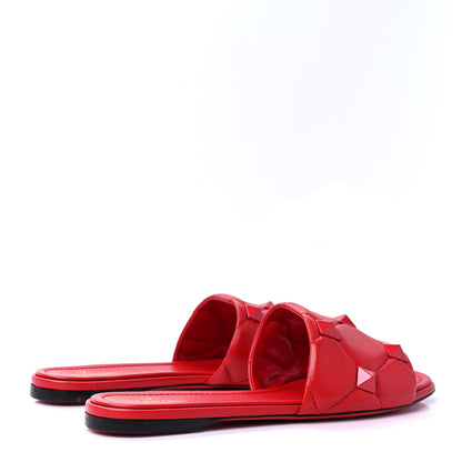 Valentino Garavani Nappa Monochrome Roman Stud Flat Slide Sandals 41 Rouge Pur 4 of 9