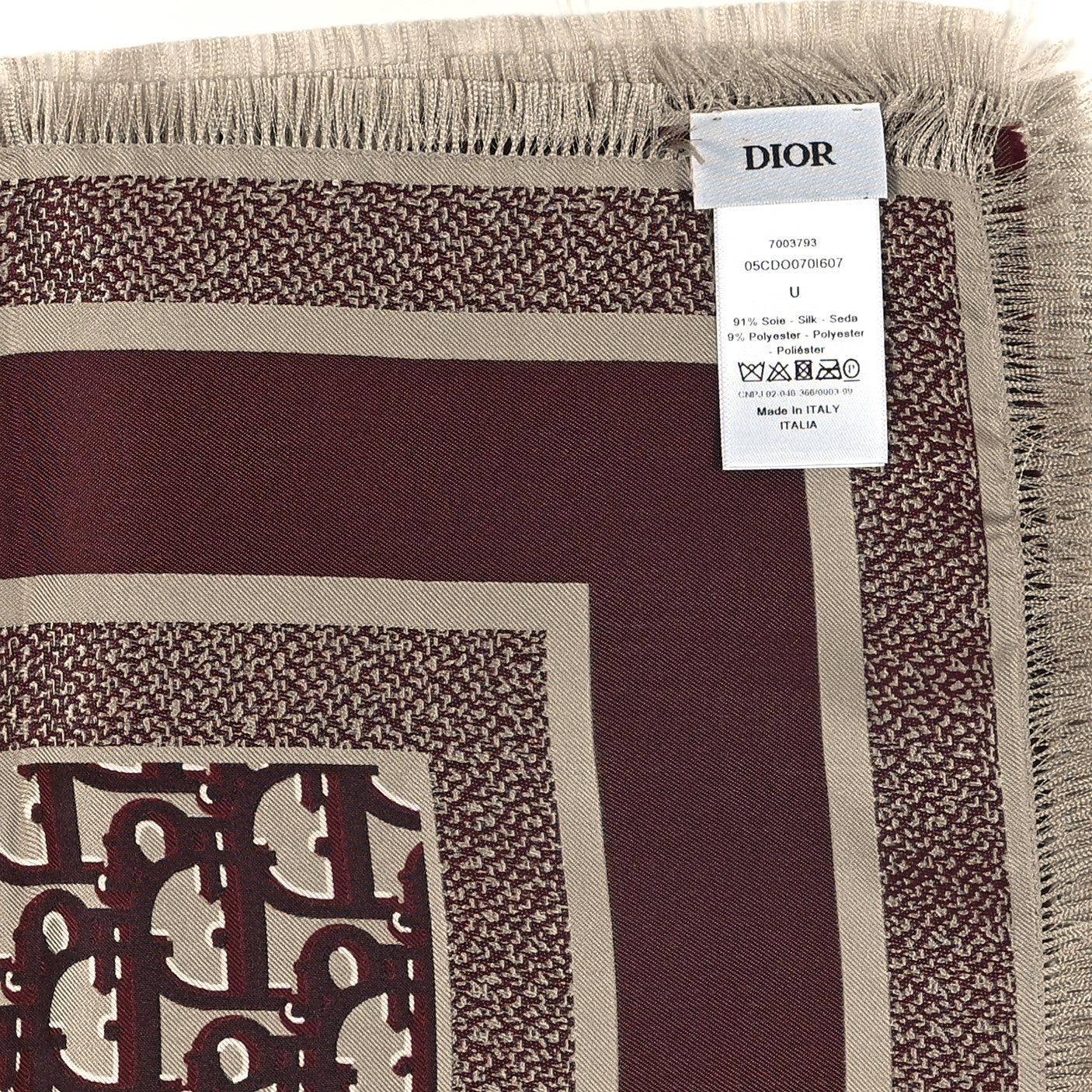 Silk Oblique Reversible Scarf 90 Blue Burgundy