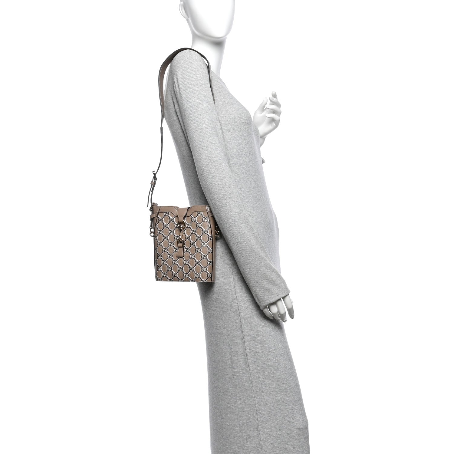 Gucci GG Shadow Monogram Mini Bucket Bag Beige 2 of 10