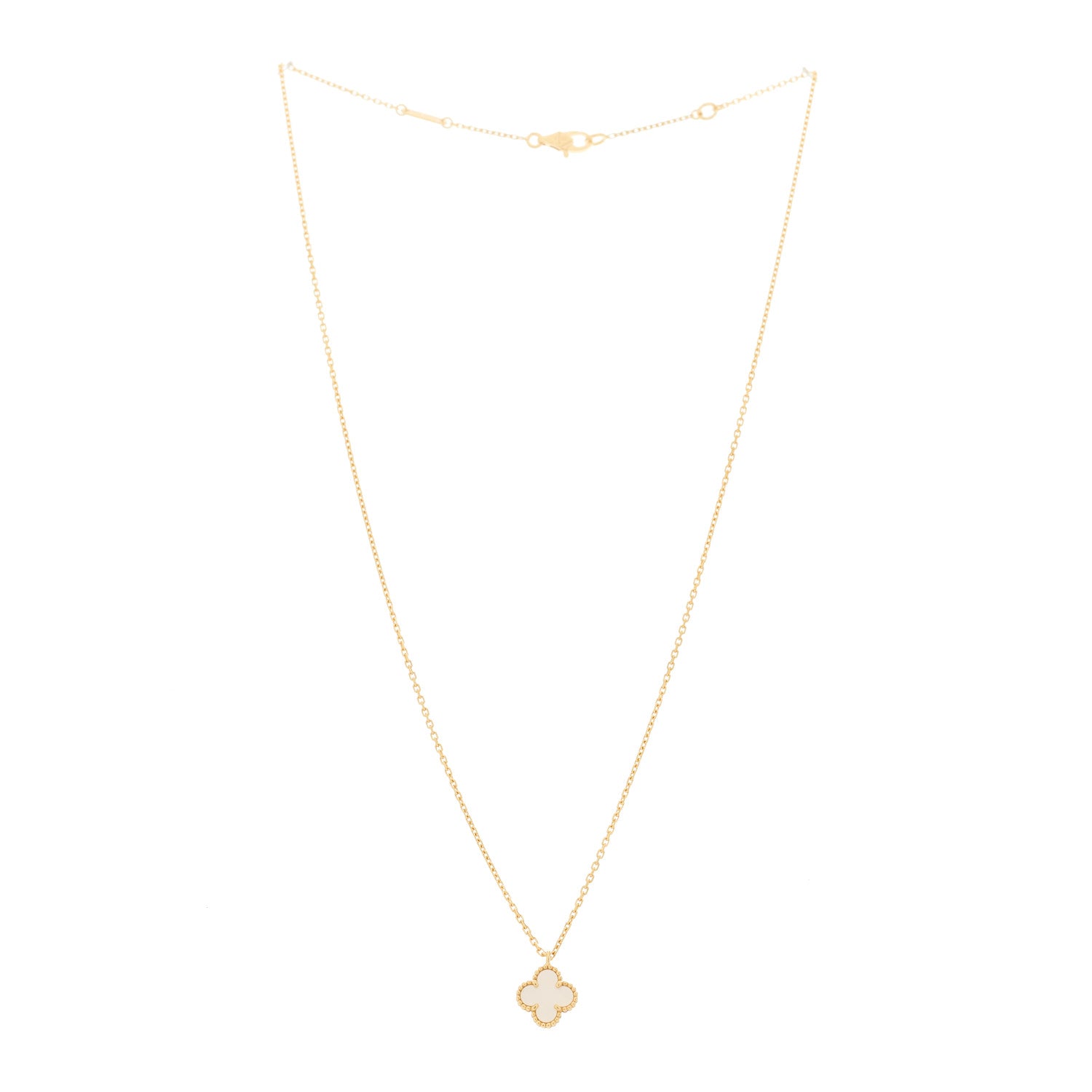Van Cleef & Arpels 18K Yellow Gold Mother of Pearl Sweet Alhambra Pendant Necklace 3 of 8