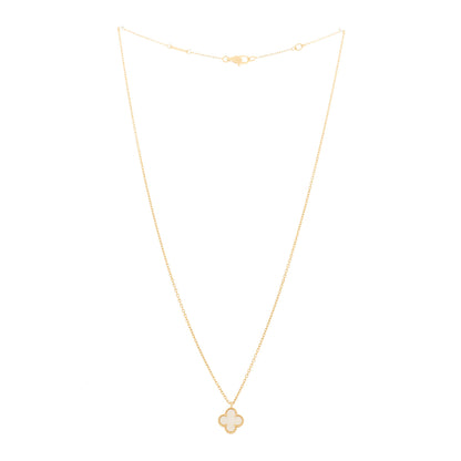 Van Cleef & Arpels 18K Yellow Gold Mother of Pearl Sweet Alhambra Pendant Necklace 3 of 8