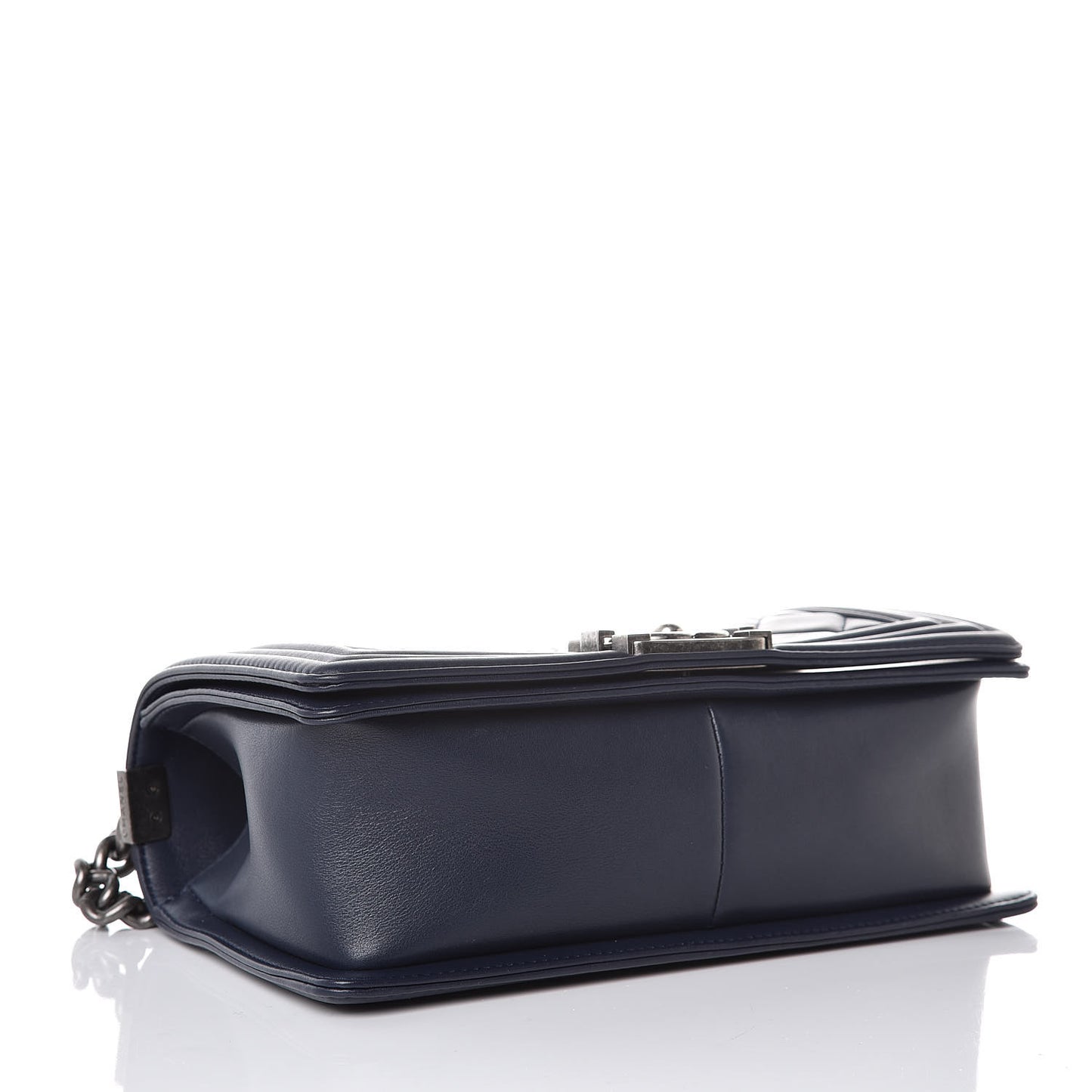 Lambskin Quilted Medium Boy Flap Dark Blue