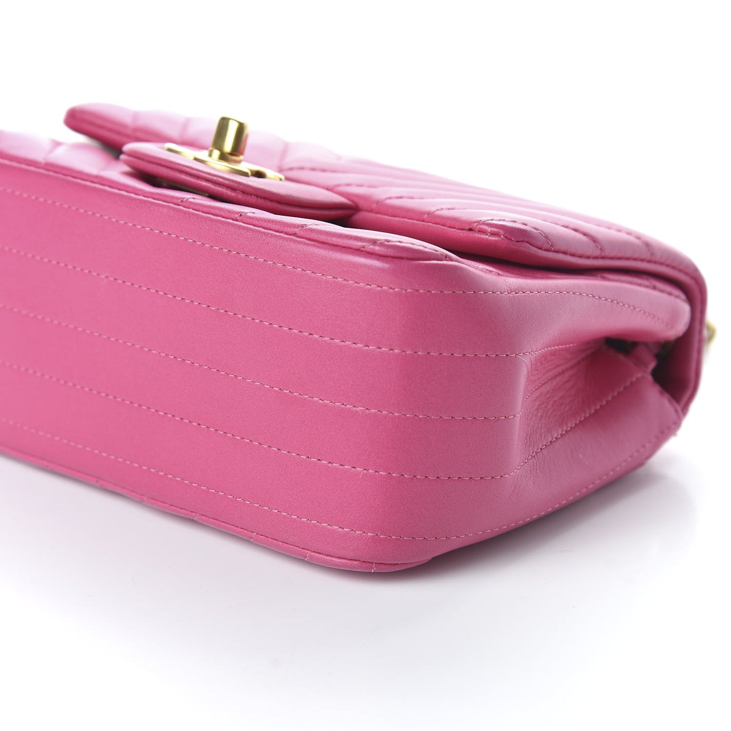 Lambskin Chevron Quilted Mini Square Flap Fuchsia