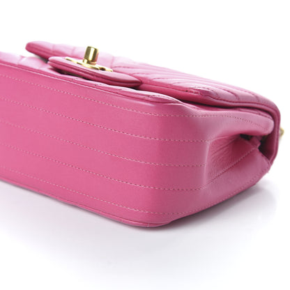 Chanel Lambskin Chevron Quilted Mini Square Flap Fuchsia 7 of 14