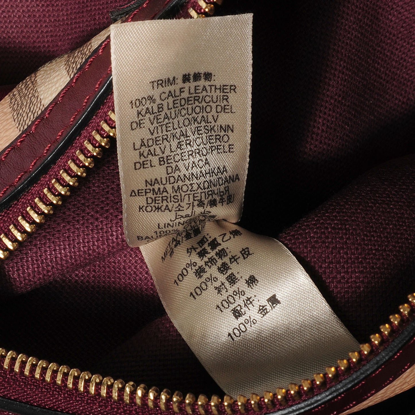 Haymarket Check Small Canterbury Tote Burgundy