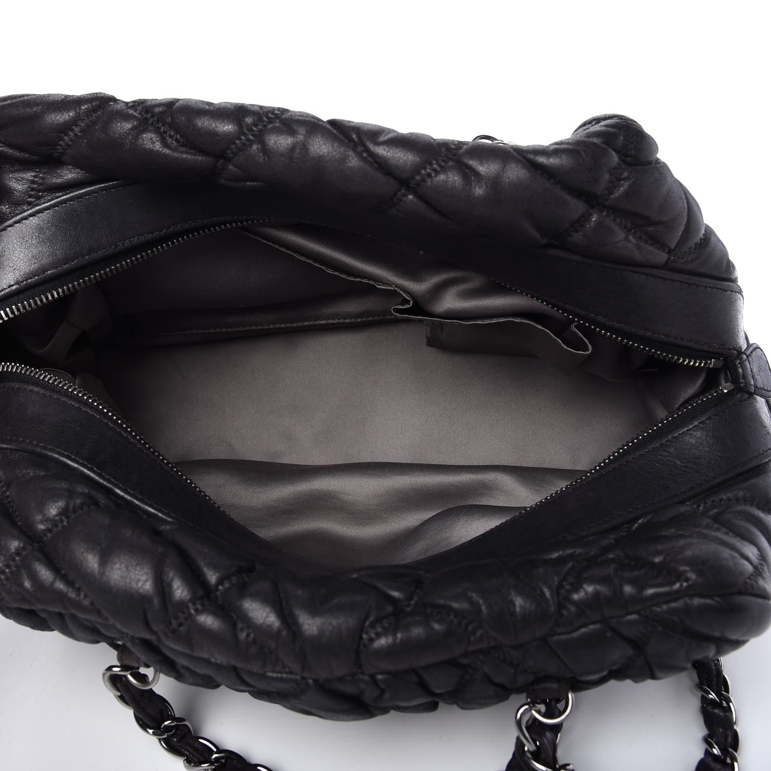 Chanel Calfskin Bubble Quilt Bowler Black 5 of 10