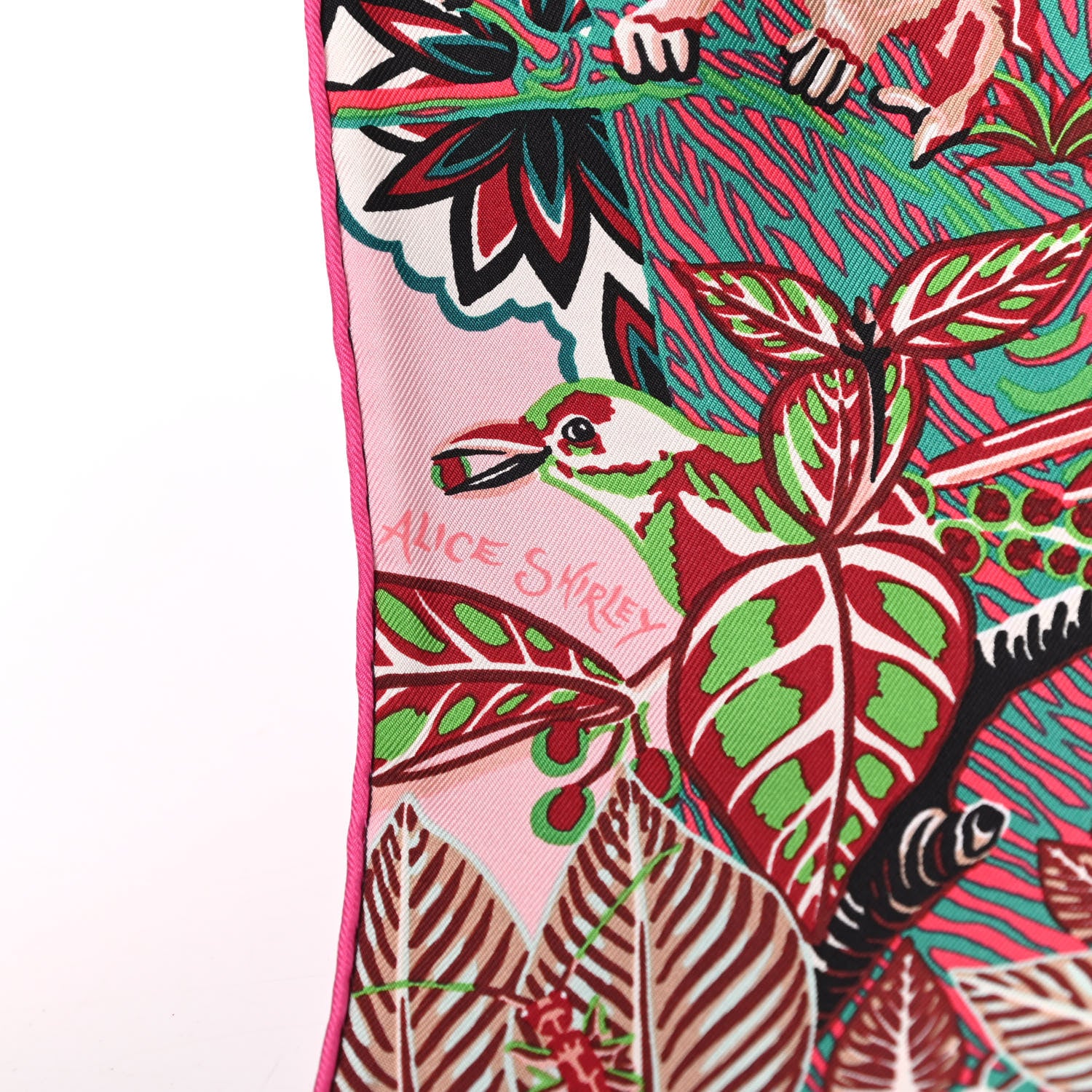 Hermes Silk Wild Singapore Scarf 90 Rose Vert Bordeaux 4 of 5