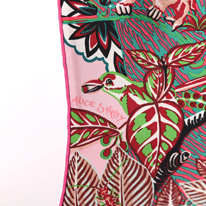 Hermes Silk Wild Singapore Scarf 90 Rose Vert Bordeaux 4 of 5