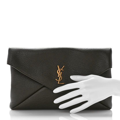 Saint Laurent Lambskin Large Cassandre Envelope Pouch Light Musk 2 of 7