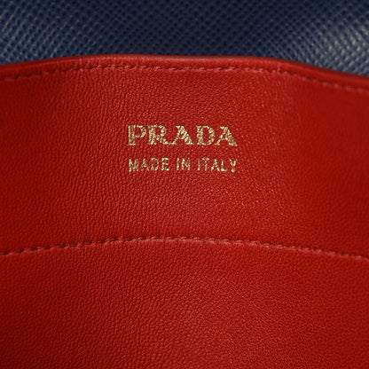 Prada Saffiano Cuir Large Double Bag Bleuette 7 of 9