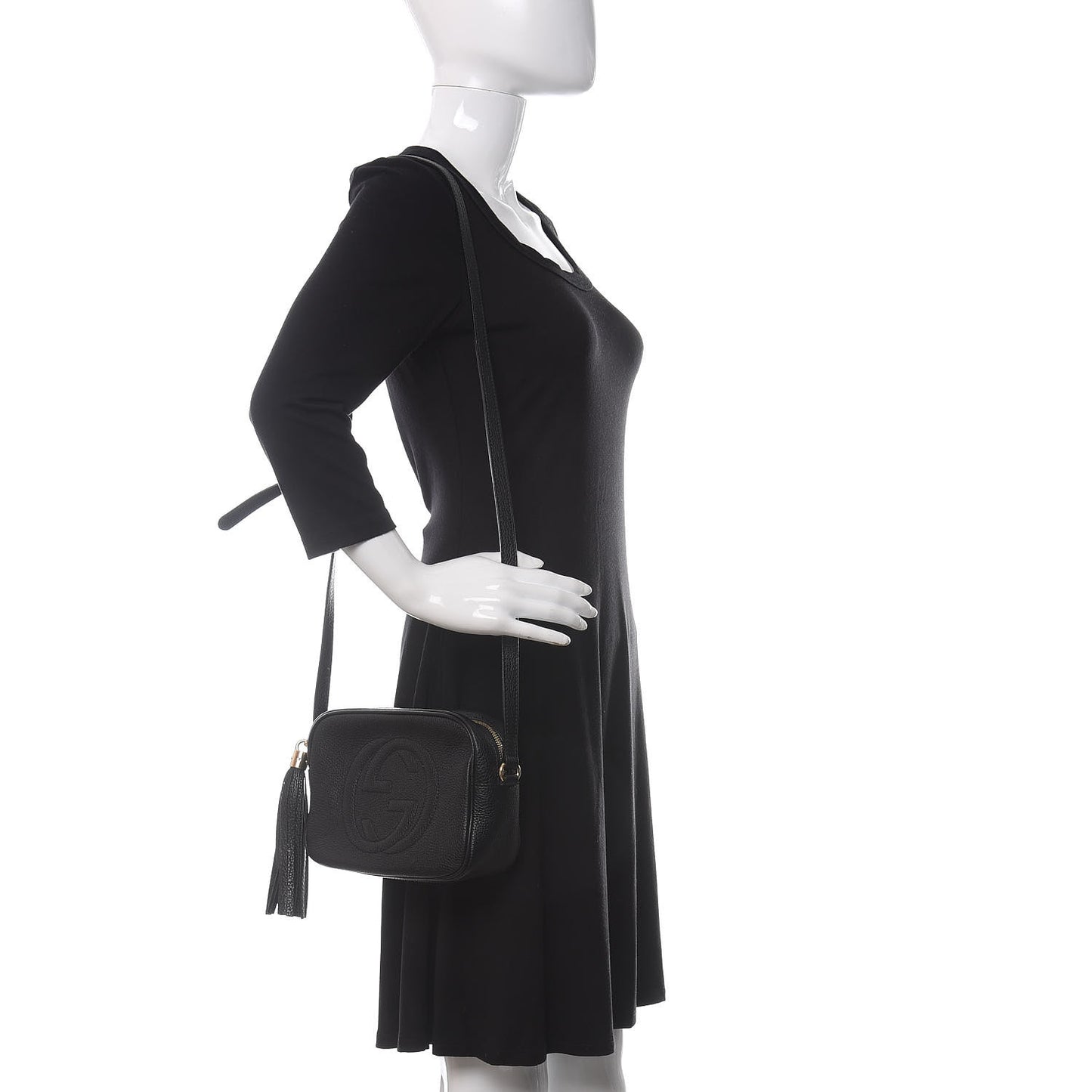 Pebbled Calfskin Small Soho Disco Bag Black