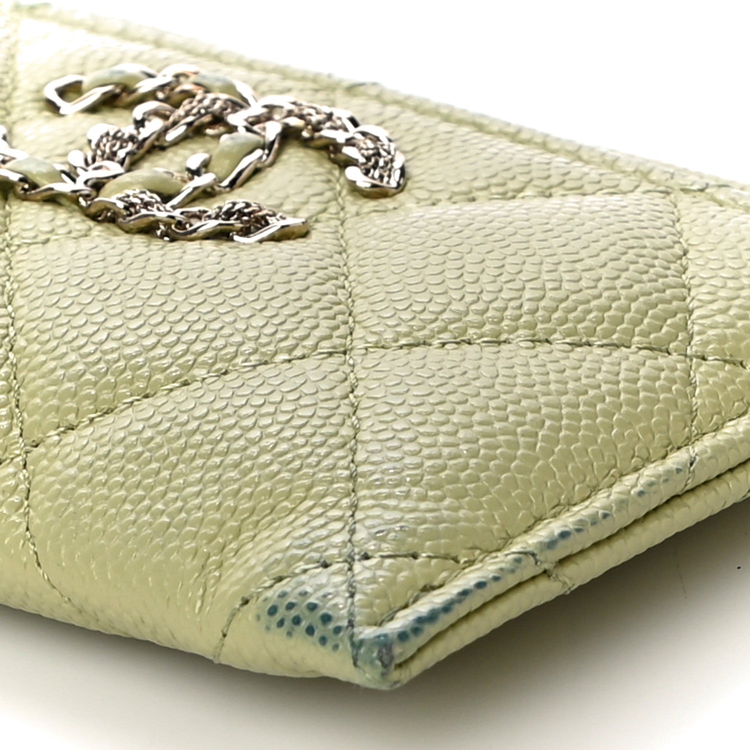 Chanel Caviar Quilted French New Wave Card Holder Light Green 11 of 15
