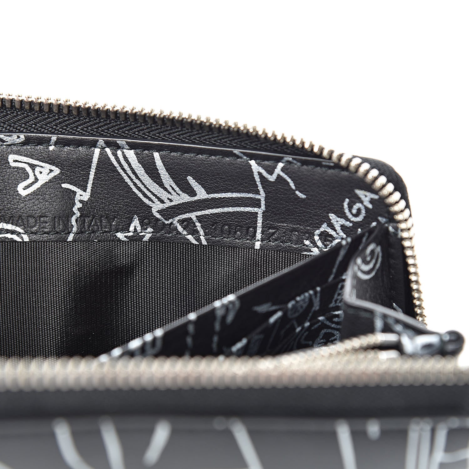 Balenciaga Calfskin Printed Tattoo Everyday Continental Zip Around Wallet Black Silver Hardware 8 of 8