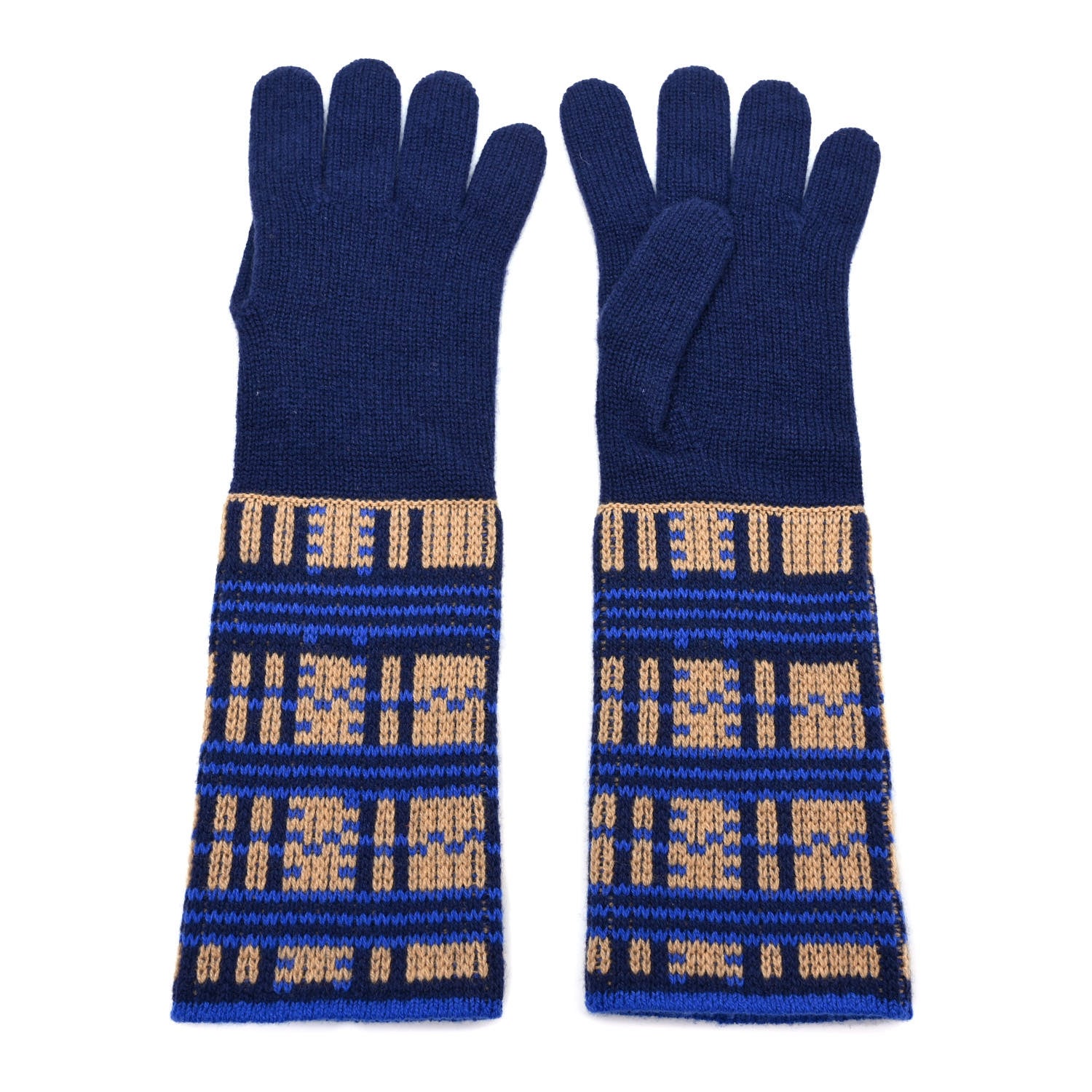 Hermes Cashmere Gloves M Blue 1 of 3