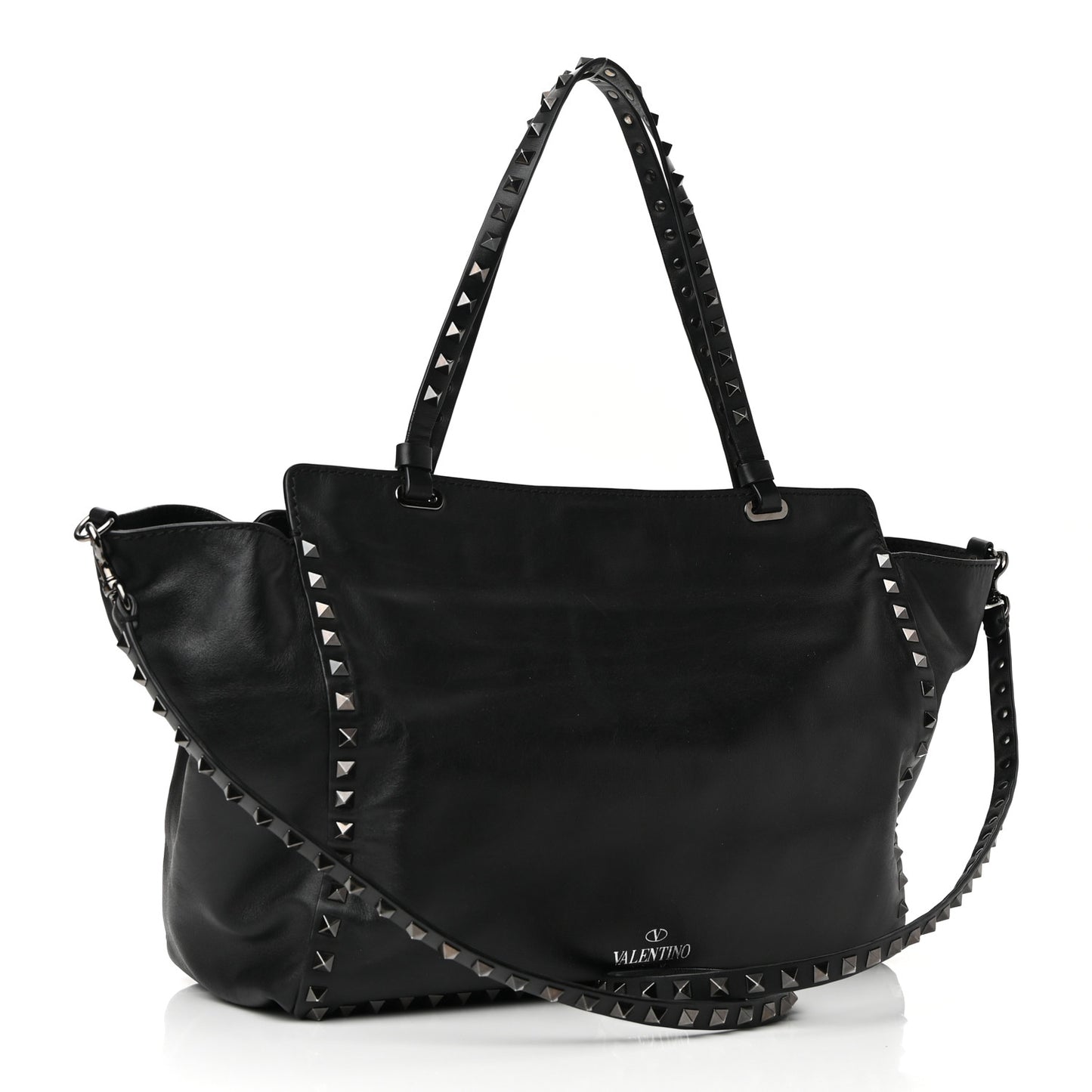 Vitello Medium Rockstud Tote Black