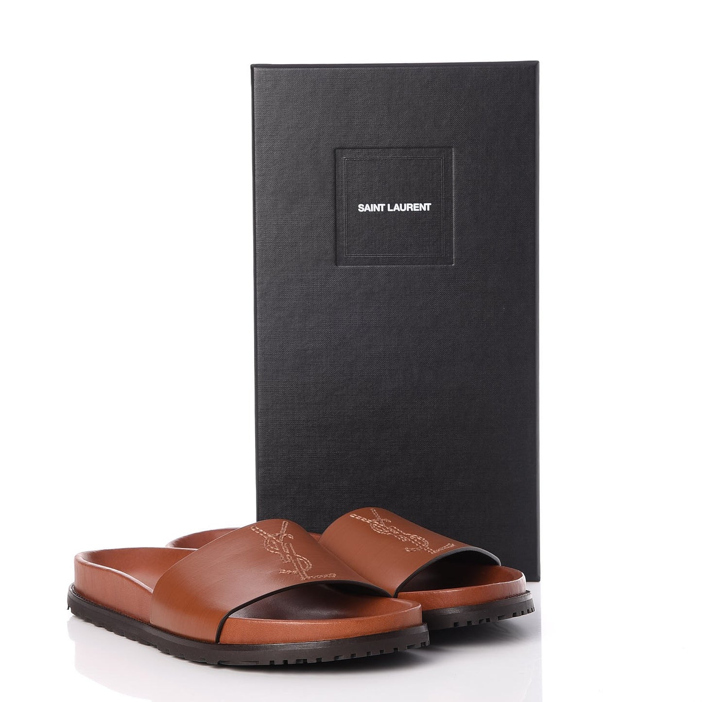 Calfskin Monogram Jimmy Joan Slide Sandals 39 Whiskey