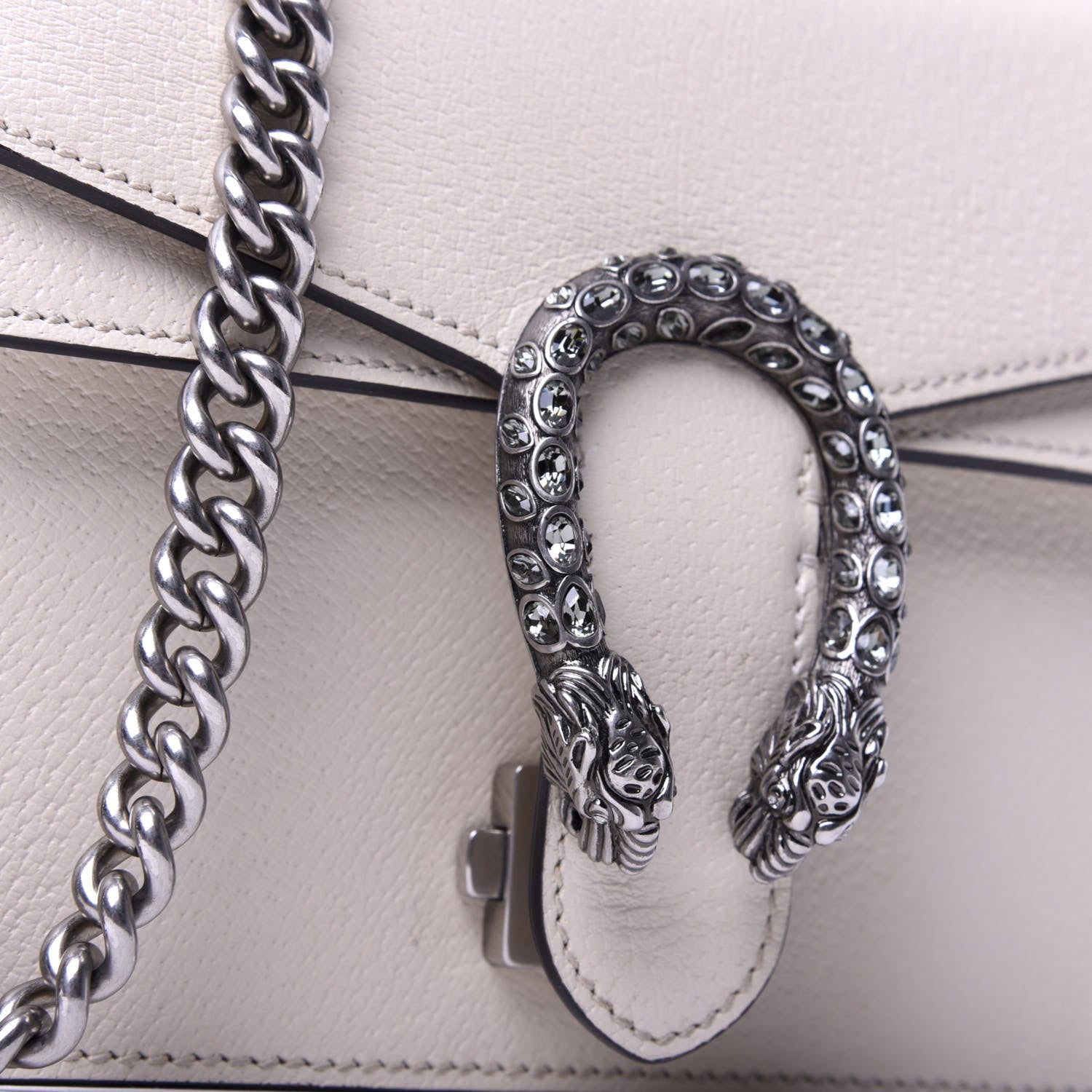 Gucci Textured Calfskin Crystal Mini Dionysus Shoulder Bag Mystic White 10 of 11