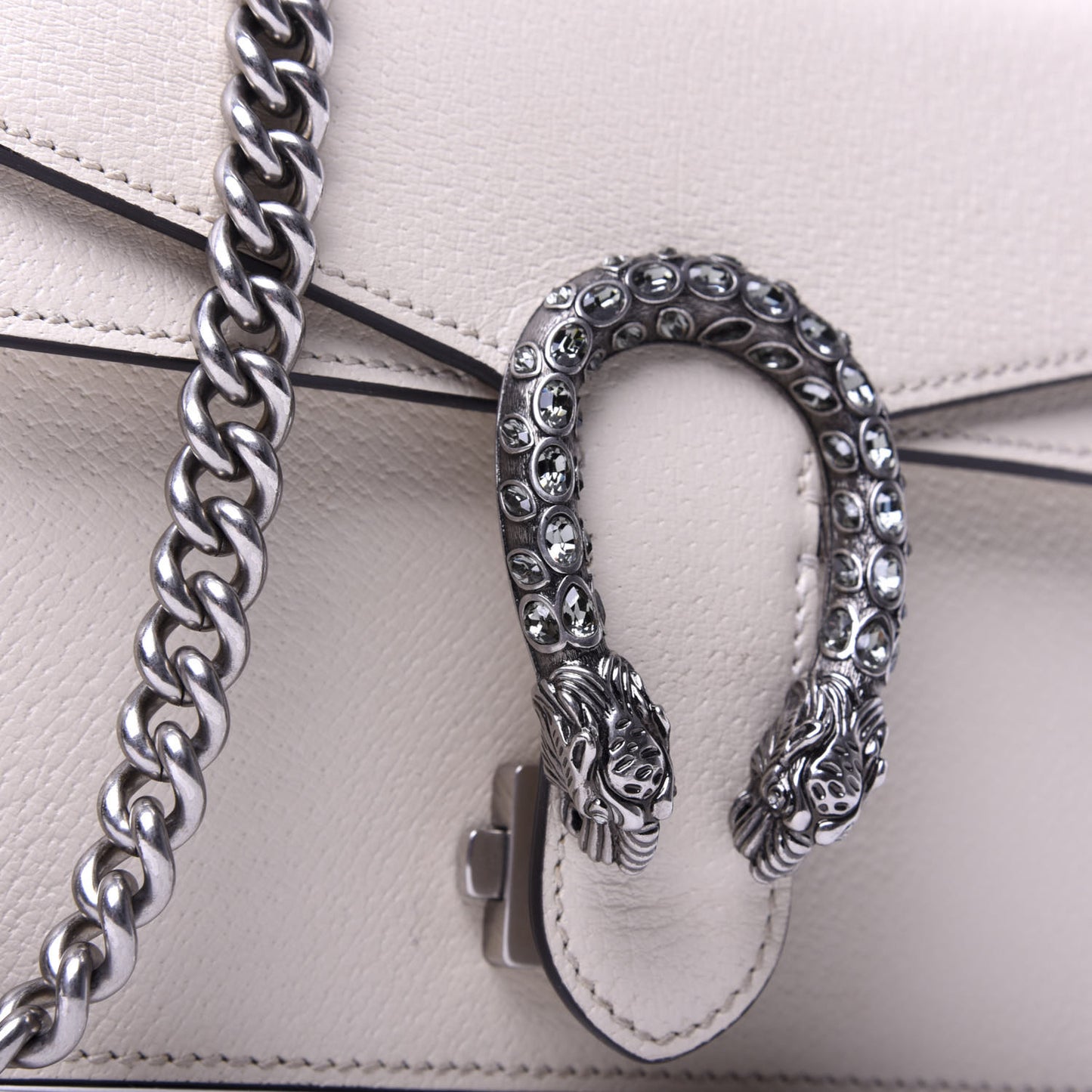 Textured Calfskin Crystal Mini Dionysus Shoulder Bag Mystic White