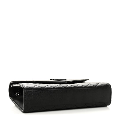 Saint Laurent Grain De Poudre Textured Mixed Matelasse Triquilt Medium Monogram Monochrome Satchel Black 3 of 9