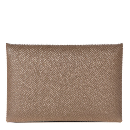 Hermes Epsom Calvi Card Case Etoupe 1 of 8