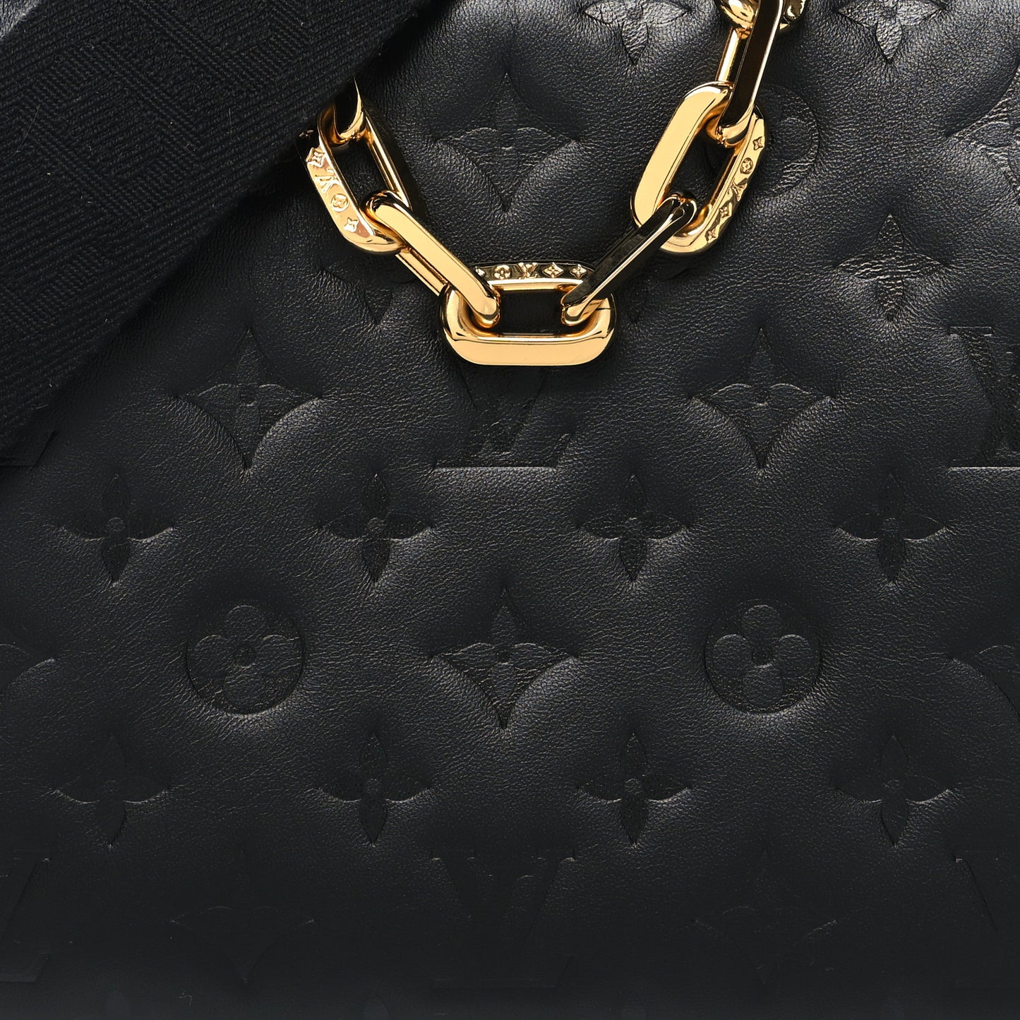 Lambskin Embossed Monogram Coussin PM Black
