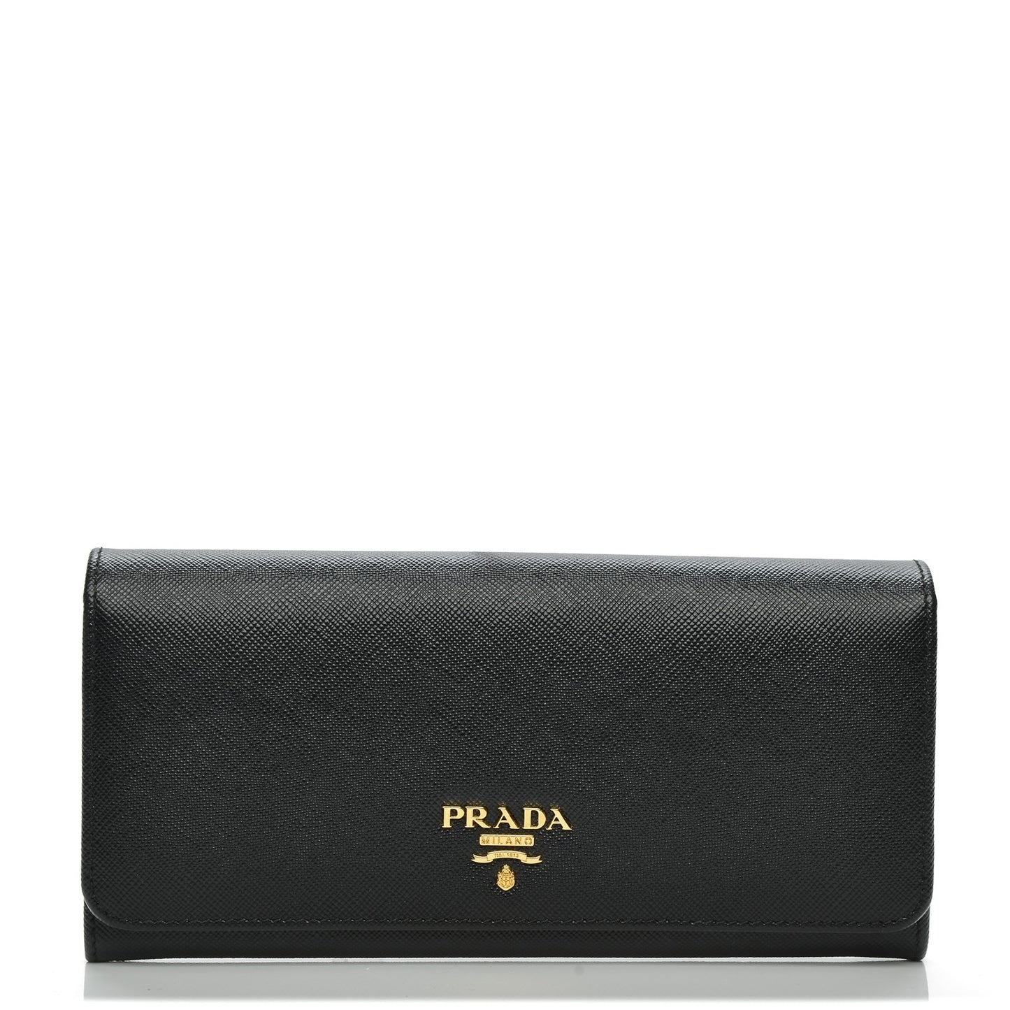 Saffiano Metal Continental Flap Wallet Nero Black