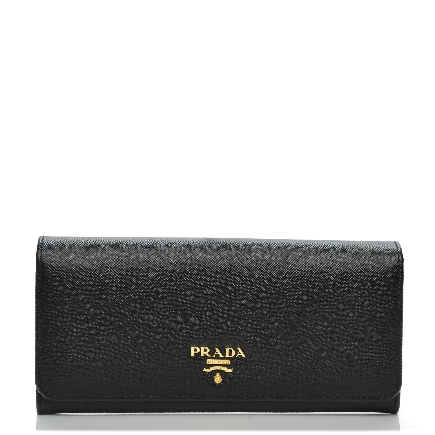 Prada Saffiano Metal Continental Flap Wallet Nero Black 1 of 6