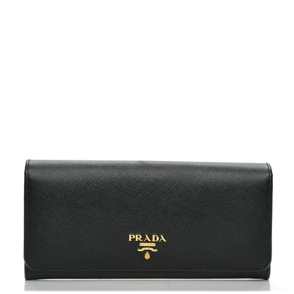 Prada Saffiano Metal Continental Flap Wallet Nero Black 1 of 6