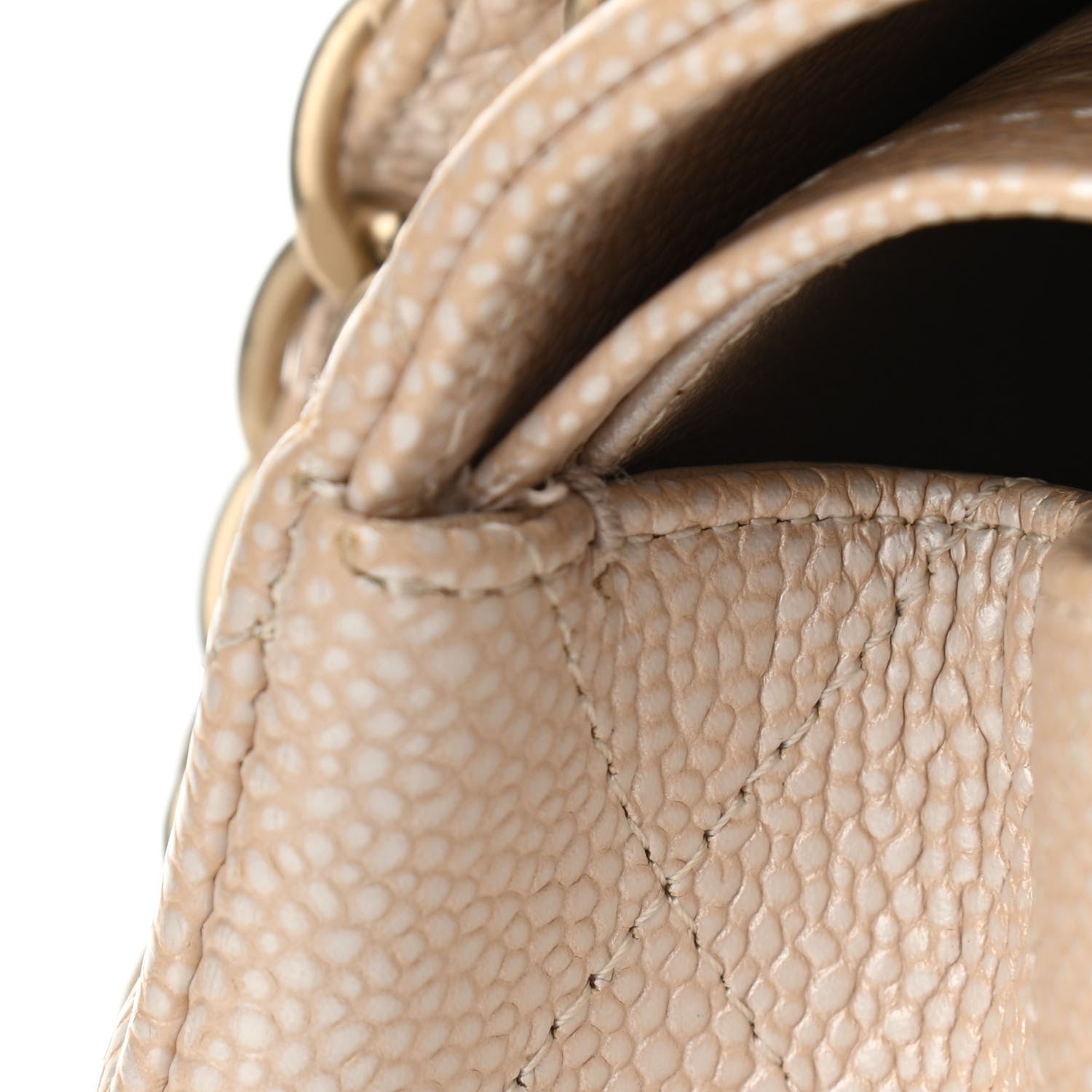 Chanel Pearly Caviar Quilted Jumbo Double Flap Light Beige 10 of 15