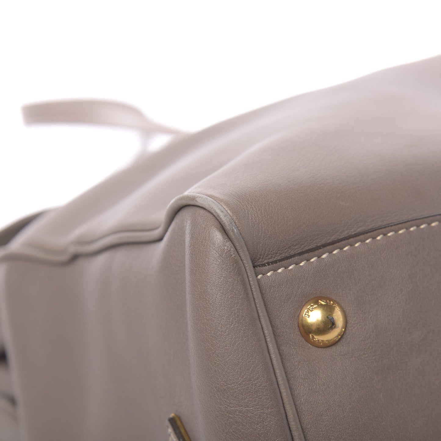 City Calfskin Foldover Pushlock Top Handle Satchel Argilla