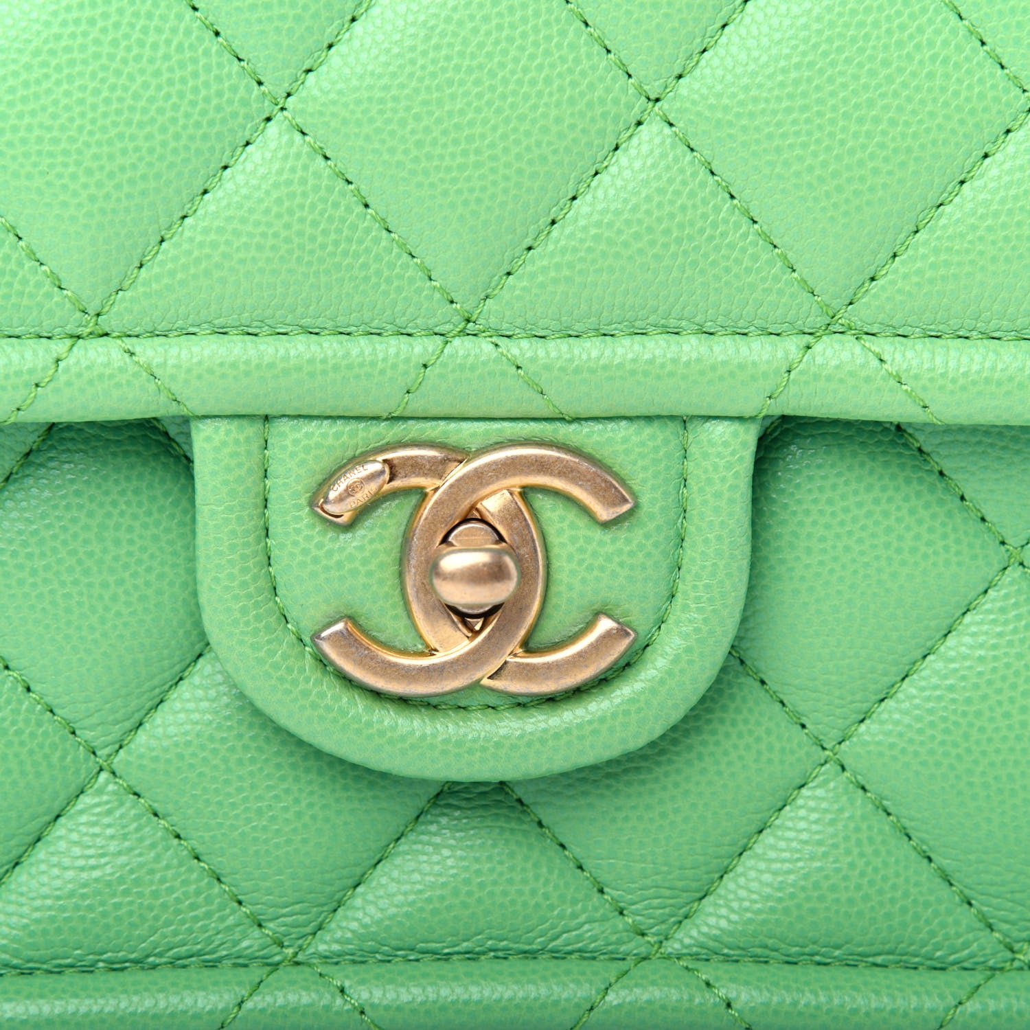 Chanel Caviar Quilted Medium Sweet Classic Flap Green 7 of 11
